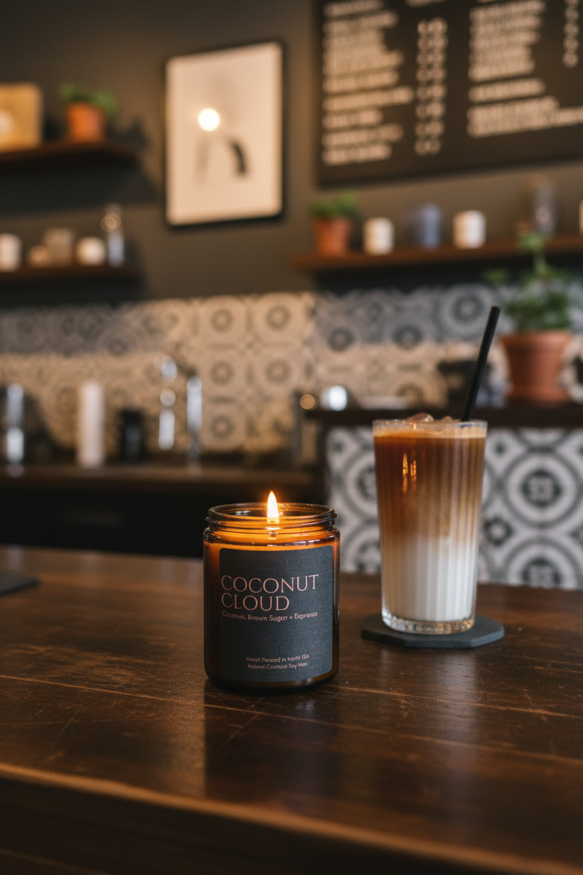 Coconut Cloud Retro Coffee Shop Ribbed Glass