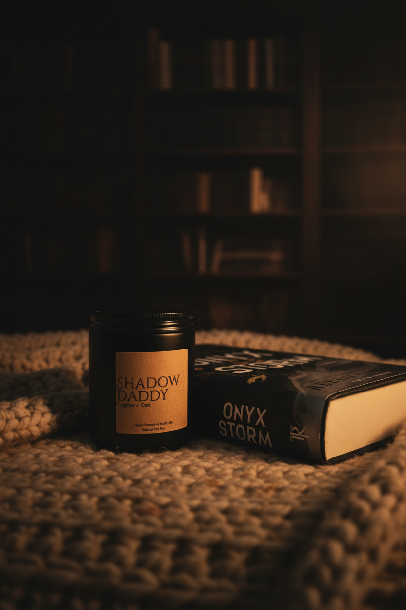 Shadow Daddy Candle — Onyx Storm Marketing Photo